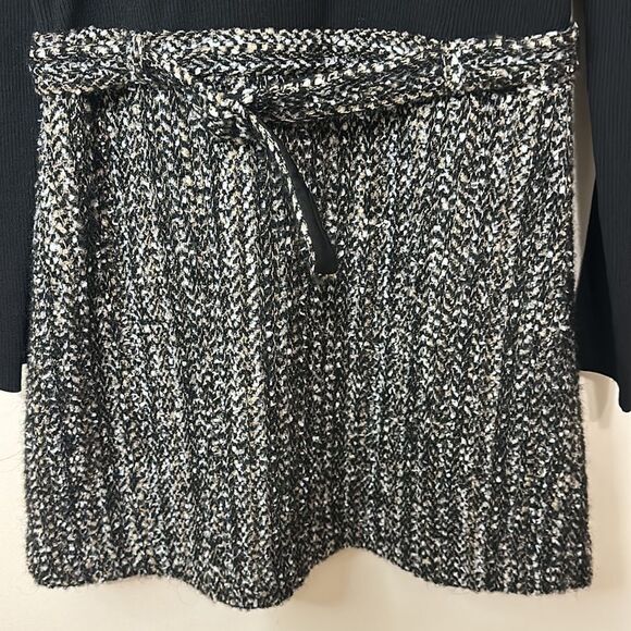 NWT Theory Long sleeve Knit Combo Dress Black Multi Clipped Tweed - Picture 5 of 6